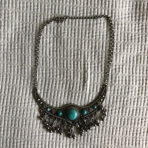 Silver and Turquoise Bib Necklace